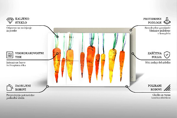 Üveg vágódeszka Sárgarépa illusztráció