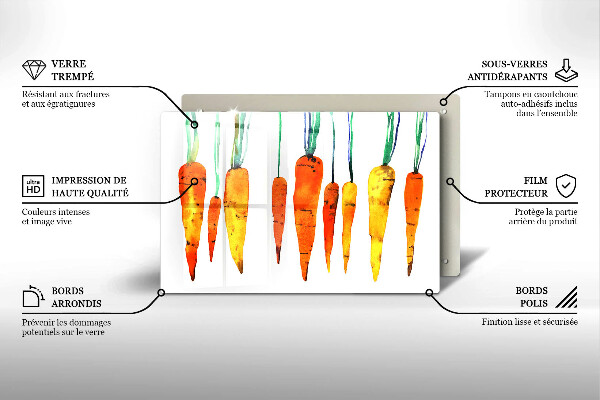 Üveg vágódeszka Sárgarépa illusztráció