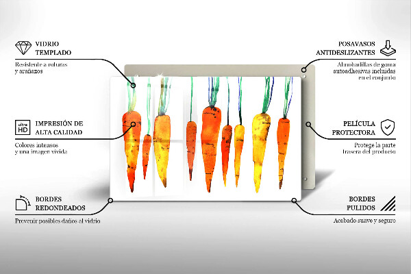 Üveg vágódeszka Sárgarépa illusztráció