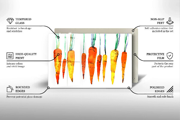 Üveg vágódeszka Sárgarépa illusztráció