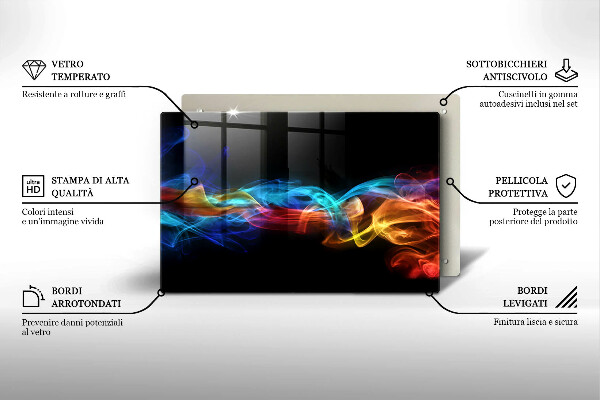 Üveg vágódeszka Színes füst