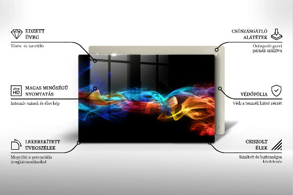 Üveg vágódeszka Színes füst