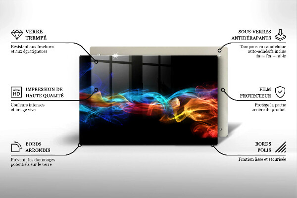 Üveg vágódeszka Színes füst