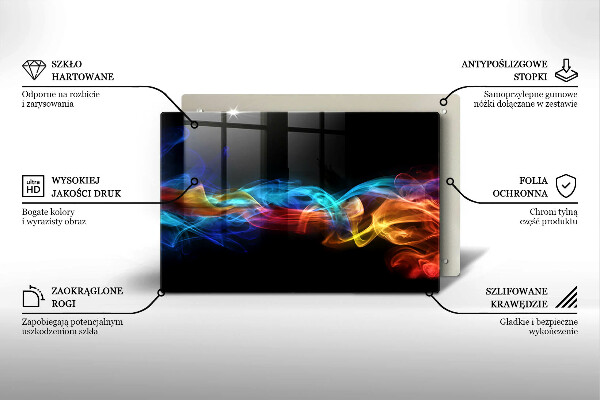 Üveg vágódeszka Színes füst