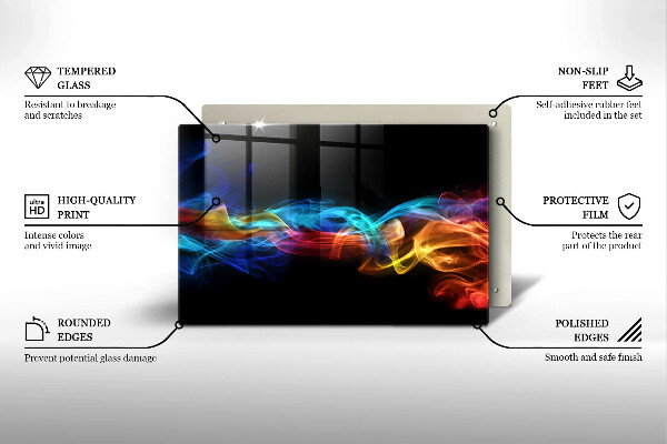 Üveg vágódeszka Színes füst