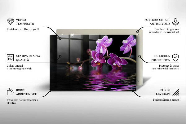 Üveg vágódeszka Orchidea zen víz