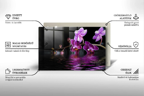 Üveg vágódeszka Orchidea zen víz