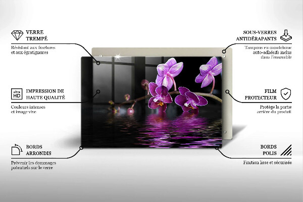 Üveg vágódeszka Orchidea zen víz