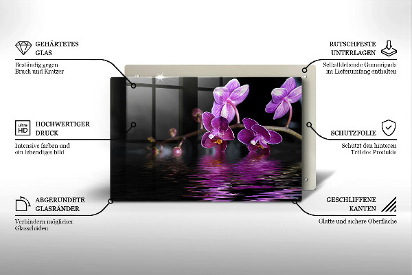 Üveg vágódeszka Orchidea zen víz