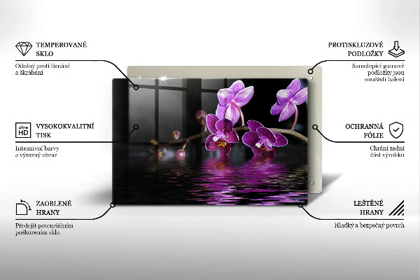Üveg vágódeszka Orchidea zen víz