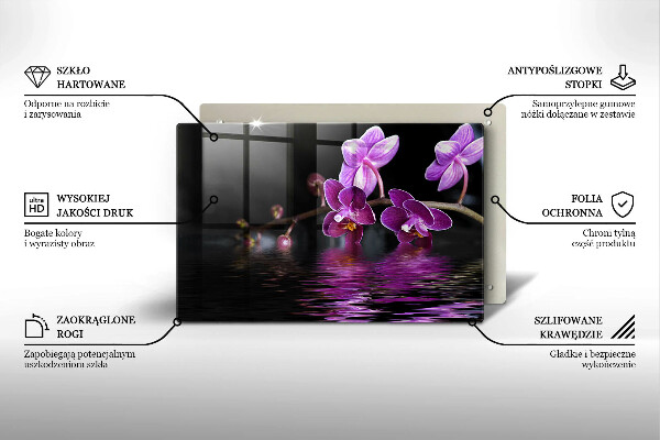 Üveg vágódeszka Orchidea zen víz