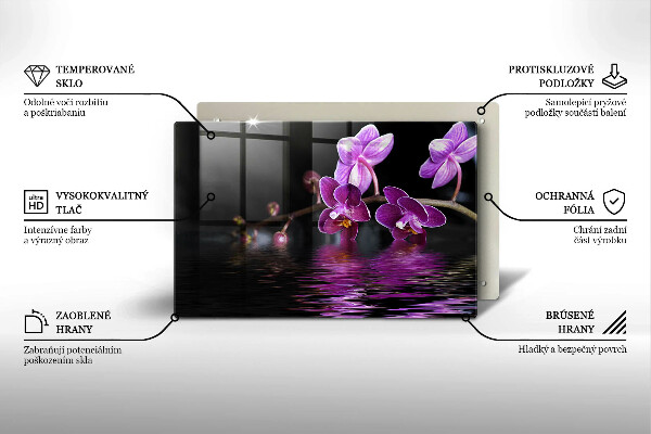 Üveg vágódeszka Orchidea zen víz