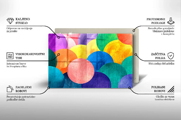 Üveg vágódeszka Színes körök