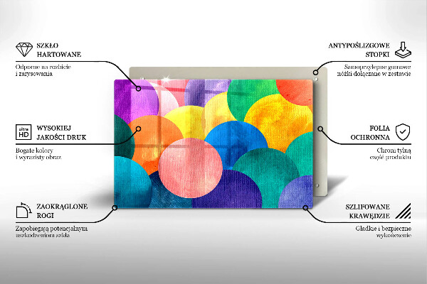 Üveg vágódeszka Színes körök