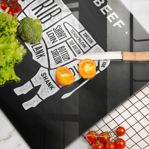 Üveg vágódeszka Tehénhús marhahús