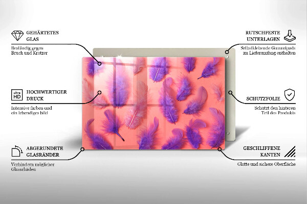 Üveg vágódeszka Bolyhos tollak