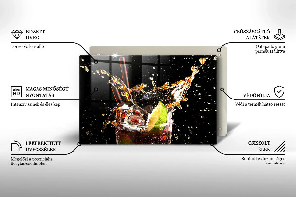 Üveg vágódeszka Igyál jéggel