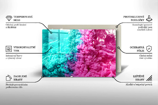 Üveg vágódeszka Türkiz-rózsaszín füst