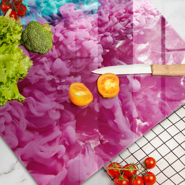 Üveg vágódeszka Türkiz-rózsaszín füst