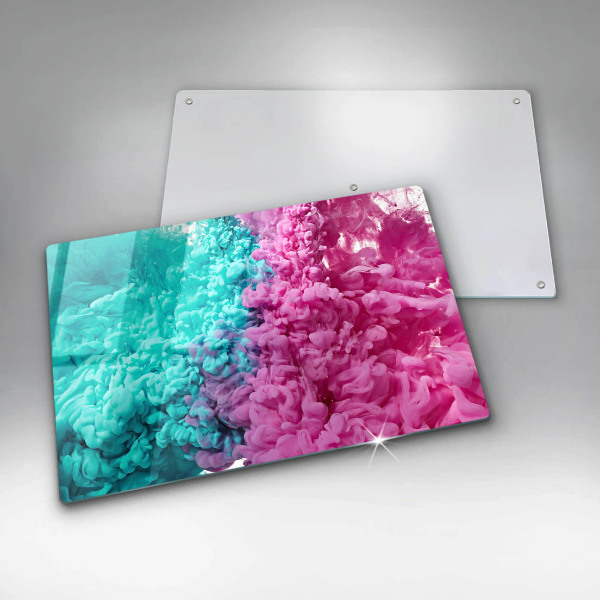 Üveg vágódeszka Türkiz-rózsaszín füst