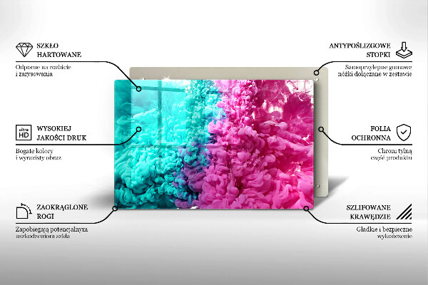 Üveg vágódeszka Türkiz-rózsaszín füst
