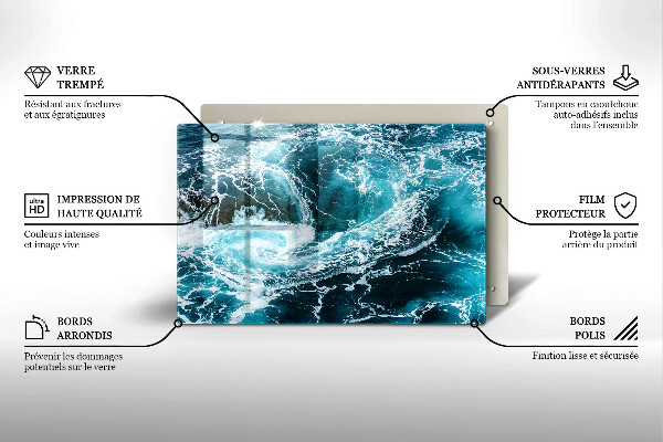 Üveg vágódeszka Habzó vízhullámok