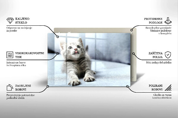 Üveg vágódeszka Aranyos kis cica