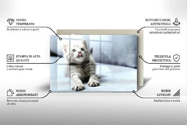 Üveg vágódeszka Aranyos kis cica