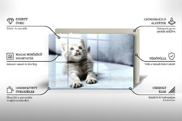 Üveg vágódeszka Aranyos kis cica