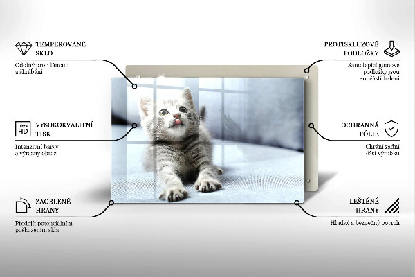 Üveg vágódeszka Aranyos kis cica