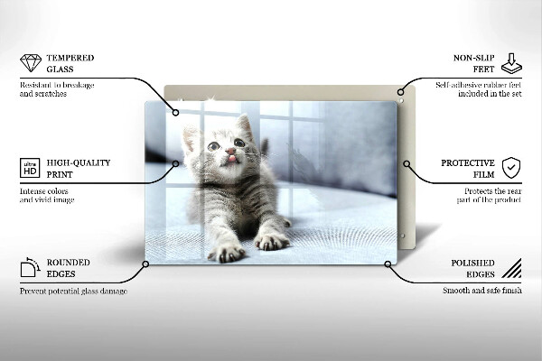 Üveg vágódeszka Aranyos kis cica