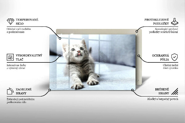 Üveg vágódeszka Aranyos kis cica