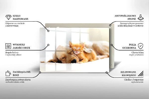 Üveg vágódeszka Állatok kutya és macska