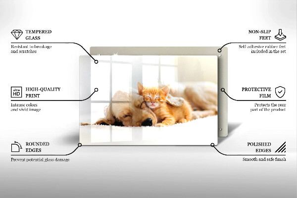 Üveg vágódeszka Állatok kutya és macska