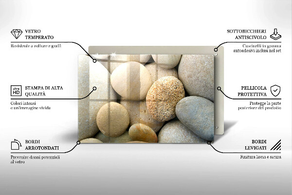 Üveg vágódeszka Ovális kövek mintája