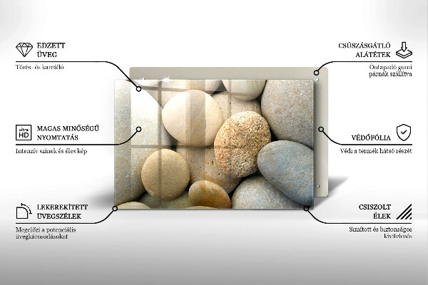 Üveg vágódeszka Ovális kövek mintája