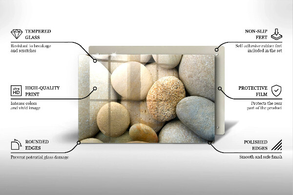 Üveg vágódeszka Ovális kövek mintája