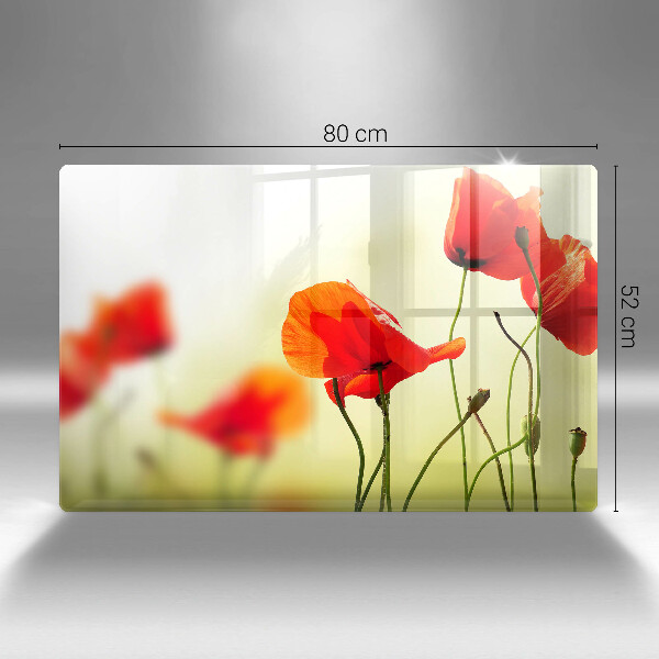 Üveg vágódeszka Piros pipacs virágok