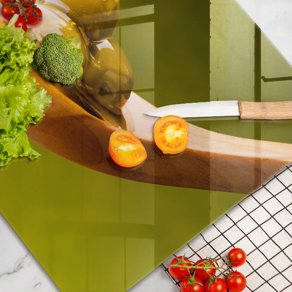 Üveg vágódeszka Olívaolaj és olívabogyó