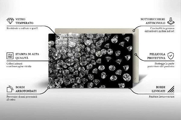 Üveg vágódeszka Gyémántok gyémántok