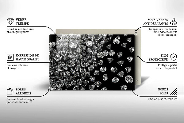 Üveg vágódeszka Gyémántok gyémántok