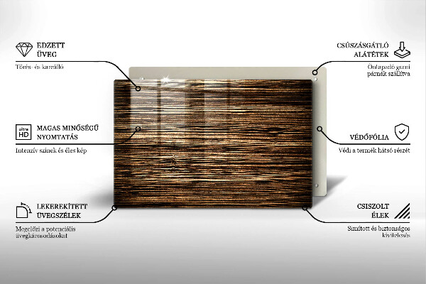 Üveg vágódeszka Fa textúra