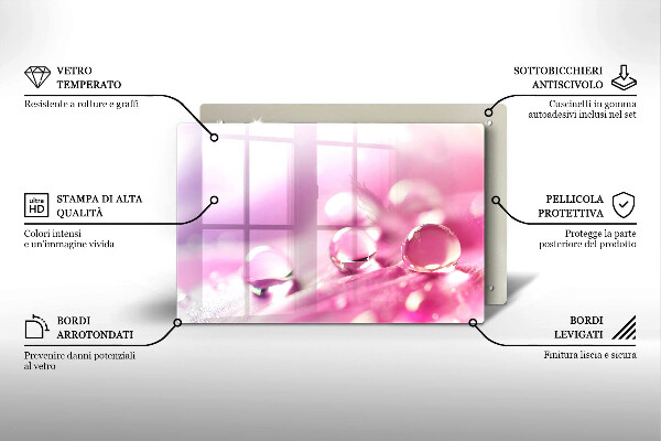 Üveg vágódeszka Harmat virágszirmai