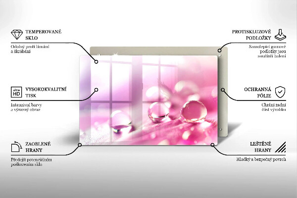 Üveg vágódeszka Harmat virágszirmai