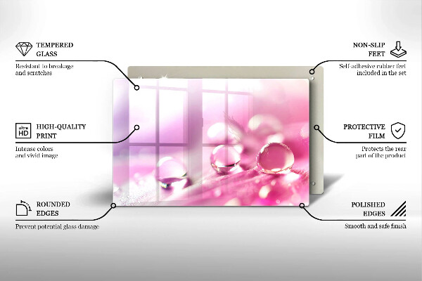 Üveg vágódeszka Harmat virágszirmai