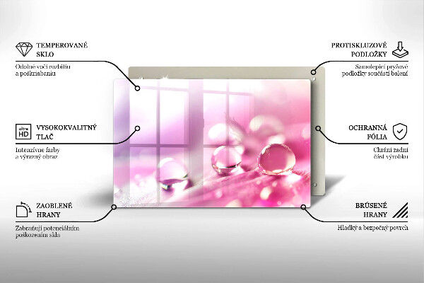 Üveg vágódeszka Harmat virágszirmai