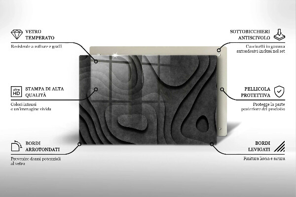 Üveg vágódeszka 3D kő formák