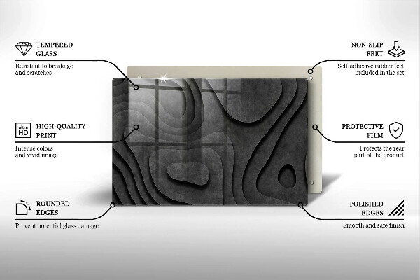 Üveg vágódeszka 3D kő formák