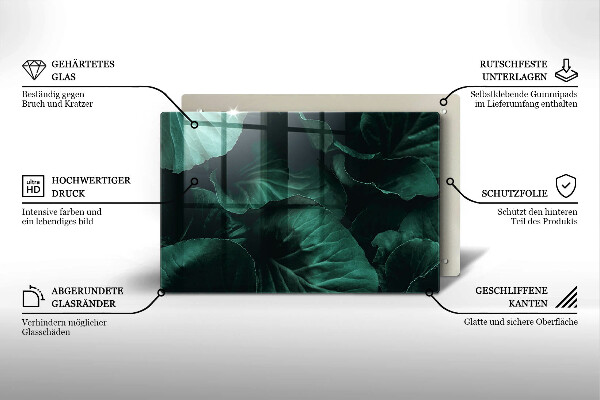 Üveg vágódeszka Vad sötét levelek