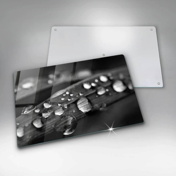 Üveg vágódeszka Harmatcseppek a leveleken